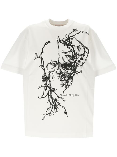 White t-shirt with logo print Alexander McQueen | 797820QZAM60900